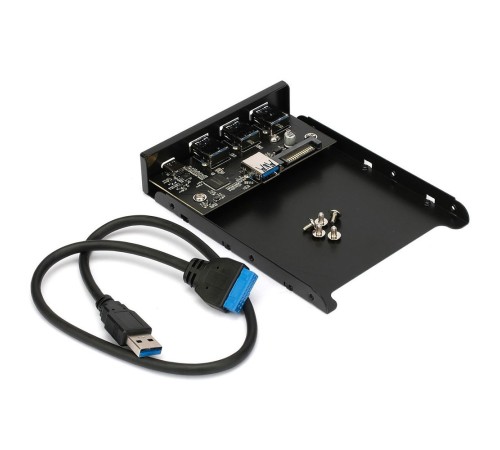 Планка USB 3.0 на переднюю панель 3.5" Gembird, 3 порта USB и 1 порт Type-C (FP3.5-USB3-3A1C)
