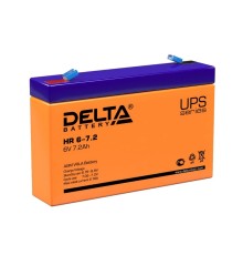 Батарея DELTA серия HR, HR 6-7,2, напряжение 6В, емкость 7.2Ач (разряд 20 часов),  макс. ток разряда (5 сек.) 108А, макс. ток заряда 2.1А, свинцово-кислотная типа AGM, клеммы F1, ДxШxВ 151х34х94мм., вес 1.28кг., срок службы 8 лет. Delta UPS HR 6-7.2 (6V /