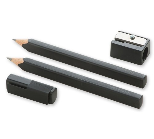 Набор карандашей чернографит. Moleskine DRAWING SET EW1PSA (2 карандаша + точилка) 2B корпус черный блистер Набор карандашей чернографит. Moleskine DRAWING SET EW1PSA (2 карандаша + точилка) 2B корпус черный блистер