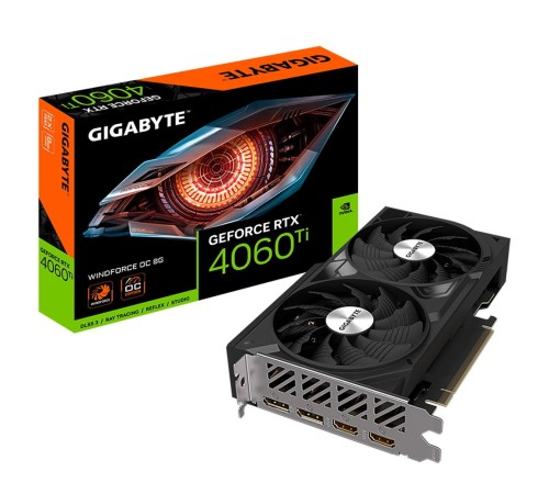 Видеокарта Gigabyte WindForce nVidia RTX 4060 Ti 8192 18000 128 RTL [GV-N406TWF2OC-8GD]