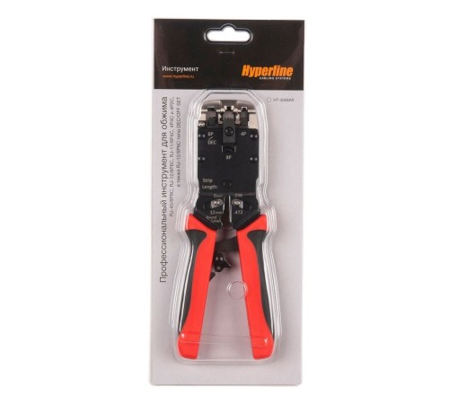 Инструмент обжимной Hyperline HT-3008AR для RJ-45/RJ-12/RJ-11 (упак:1шт) черный/красный Инструмент обжимной Hyperline HT-3008AR для RJ-45/RJ-12/RJ-11 (упак:1шт) черный/красный