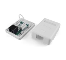 Hyperline SB1-1-8P8C-C6-WH Розетка компьютерная RJ-45(8P8C), категория 6, одинарная, внешняя, Dual IDC