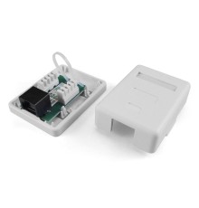 Hyperline SB1-1-8P8C-C6-WH Розетка компьютерная RJ-45(8P8C), категория 6, одинарная, внешняя, Dual IDC