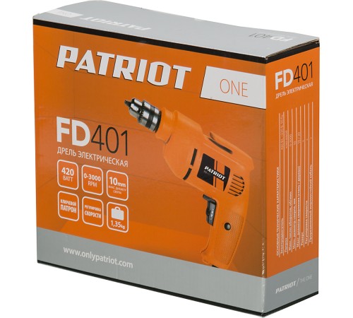 PATRIOT FD 401 The One Дрель электрическая [120301401] { 420 Вт, макс.диаметр сверла 10мм, ключевой патрон }