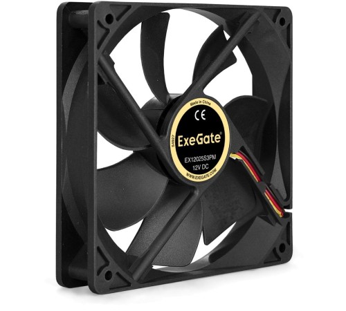 Exegate EX283389RUS Вентилятор ExeGate EX12025S3PM, 120x120x25 мм, подшипник скольжения, 3pin+Molex, 1200RPM, 25dBA