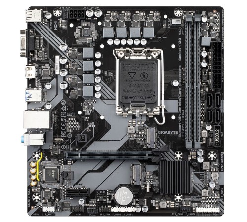 Материнская плата GIGABYTE B760M H DDR4, LGA1700, B760, 2*DDR4, D-Sub+HDMI,  4 SATA 6 Гб/с, M2, Audio, Gb LAN, USB 3.2, USB 2.0, Type-C, COM*1 port, mATX (B760M H DDR4)