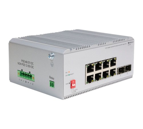 ORIGO OI2210P/185W/A1A Промышленный неуправляемый PoE-коммутатор 8x1000Base-T 802.3bt PoE, 2x1000Base-X SFP, PoE-бюджет 185 Вт