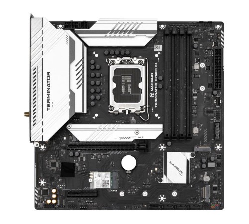 Материнская плата Maxsun Terminator B760M D4 WIFI6E 1700, B760, 4xDDR4, 1xPCIEx16,1xPCIEx4,3xM.2, Front1xType-C,2xUSB3,2xUSB2, Rear2xUSB3,6xUSB2, 4xSATA3, 2,5GLan, HDMI+DP, mATX, RTL