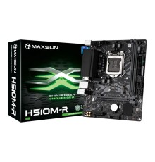 Материнская плата Maxsun Challenger H510M-R 1200, H510, 2xDDR4, 1xPCIEx16,1xPCIEx1,1xM.2, Front2xUSB3,2xUSB2, Rear4xUSB2,2xUSB3, 4xSATA3, 1GLan, VGA+HDMI, mATX, RTL