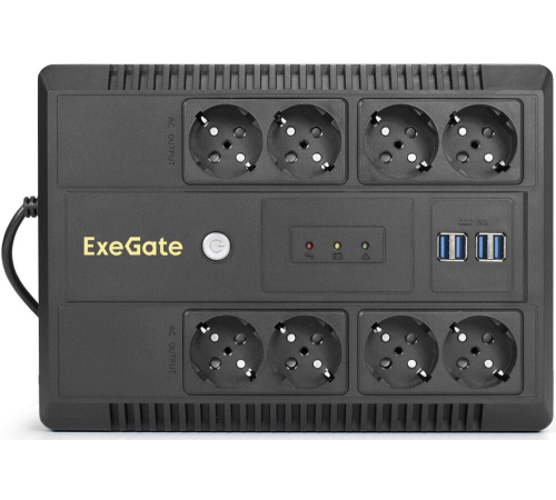 Exegate EX293855RUS ИБП ExeGate NEO NNB-1000.LED.AVR.8SH.CH <1000VA/650W, LED, AVR, 8*Schuko, 4*USB-порта для зарядки, Black>