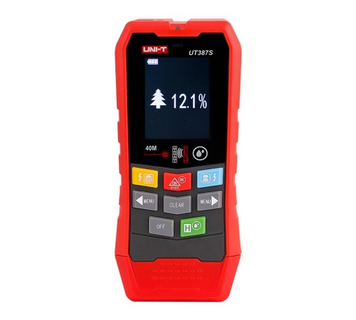 Детектор проводки UNI-T UT387S с лазерной рулеткой и измерителем влажности древисины Черные металлы(100мм); Цветные металлы(80мм); Дерево (38 мм); Электрический провод переменного тока (40 мм); Лазерное расстояние (40 м); Влажность древесины (6%~40%)