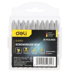 Набор оснастки Deli Набор двухсторонних бит 10 шт Deli DL6902 PH2*65мм, сталь S2 с твердостью 58-60HRC, пласт.кейс