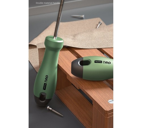 Набор отверток "Home Series Green" Deli HT1002L 2шт SL5x100+PH1x100, эксклюзивный дизайн, рукоятка из высококачественного софттач пластика