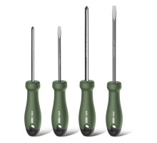Набор отверток "Home Series Green" Deli HT1004L 4шт SL5x100+SL6x150+PH1x100+PH2x150, эксклюзивный дизайн, рукоятка из высококачественного софттач пластика