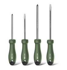 Набор отверток "Home Series Green" Deli HT1004L 4шт SL5x100+SL6x150+PH1x100+PH2x150, эксклюзивный дизайн, рукоятка из высококачественного софттач пластика