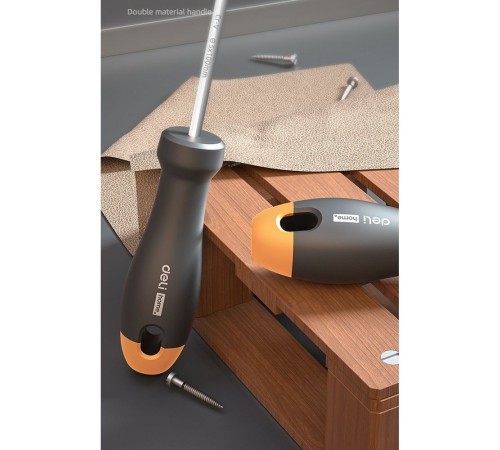 Набор отверток "Home Series Gray" Deli HT1002C 2шт SL5x100+PH1x100, эксклюзивный дизайн, рукоятка из высококачественного софттач пластика