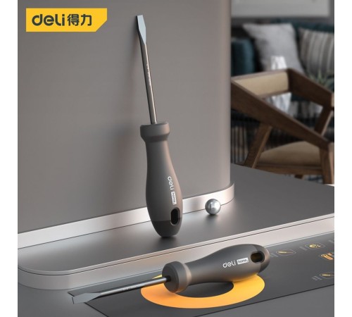Набор отверток "Home Series Gray" Deli HT1006C 6шт SL3x75+SL5x100+SL6x150+PH0x75+PH1x100+PH2x150, эксклюзивный дизайн, рукоятка из высококачественного софттач пластика