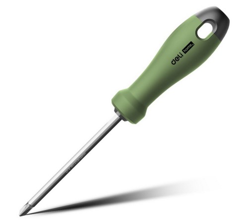 Двухсторонняя отвертка "Home Series Green" Deli HT1055L SL5+PH1, длина жала 100мм, эксклюзивный дизайн, рукоятка из высококачественного софттач пластика