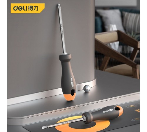 Двухсторонняя отвертка "Home Series Gray" Deli HT1055C SL5+PH1, длина жала 100мм, эксклюзивный дизайн, рукоятка из высококачественного софттач пластика Двухсторонняя отвертка "Home Series Gray" Deli HT1055C SL5+PH1, длина жала 100мм, эксклюзивный дизайн, рукоятка из высококачественного софттач пластика