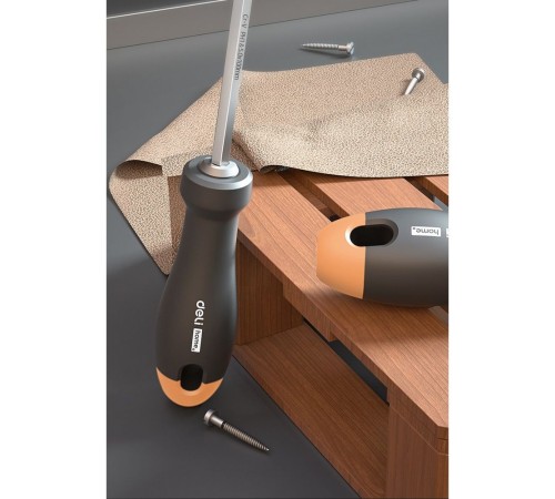 Двухсторонняя отвертка "Home Series Gray" Deli HT1055C SL5+PH1, длина жала 100мм, эксклюзивный дизайн, рукоятка из высококачественного софттач пластика Двухсторонняя отвертка "Home Series Gray" Deli HT1055C SL5+PH1, длина жала 100мм, эксклюзивный дизайн, рукоятка из высококачественного софттач пластика