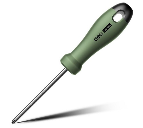 Крестовая отвертка "Home Series Green" Deli HT1205L PH1x100мм  Эксклюзивный дизайн, рукоятка из высококачественного софттач пластика