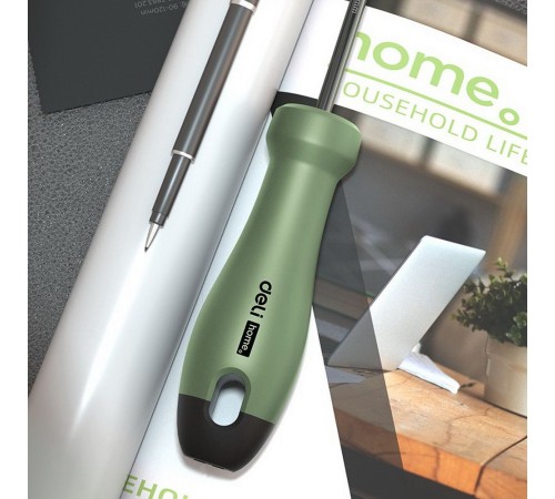 Крестовая отвертка "Home Series Green" Deli HT1205L PH1x100мм  Эксклюзивный дизайн, рукоятка из высококачественного софттач пластика
