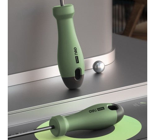 Крестовая отвертка "Home Series Green" Deli HT1205L PH1x100мм  Эксклюзивный дизайн, рукоятка из высококачественного софттач пластика
