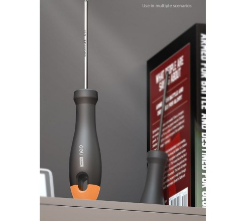 Крестовая отвертка "Home Series Gray" Deli HT1203C PH0x75мм  Эксклюзивный дизайн, рукоятка из высококачественного софттач пластика