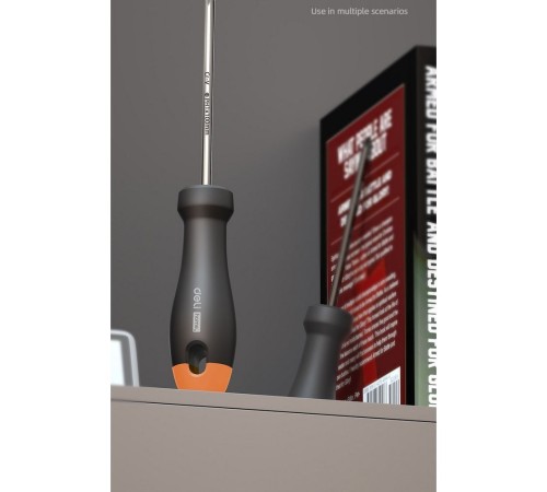 Крестовая отвертка "Home Series Gray" Deli HT1205C PH1x100мм  Эксклюзивный дизайн, рукоятка из высококачественного софттач пластика