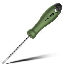 Шлицевая отвёртка "Home Series Green" Deli HT1103L 3x75мм  Эксклюзивный дизайн, рукоятка из высококачественного софттач пластика