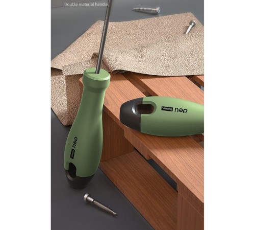 Шлицевая отвёртка "Home Series Green" Deli HT1103L 3x75мм Эксклюзивный дизайн, рукоятка из высококачественного софттач пластика Шлицевая отвёртка "Home Series Green" Deli HT1103L 3x75мм Эксклюзивный дизайн, рукоятка из высококачественного софттач пластика