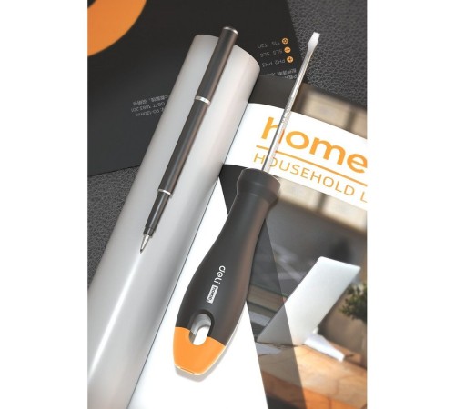 Шлицевая отвёртка "Home Series Gray" Deli HT1103C 3x75мм Эксклюзивный дизайн, рукоятка из высококачественного софттач пластика Шлицевая отвёртка "Home Series Gray" Deli HT1103C 3x75мм Эксклюзивный дизайн, рукоятка из высококачественного софттач пластика