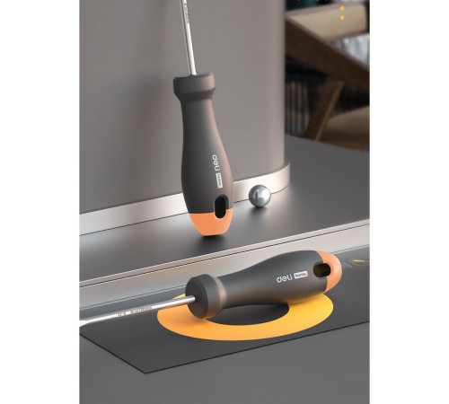 Шлицевая отвёртка "Home Series Gray" Deli HT1105C 5x100мм Эксклюзивный дизайн, рукоятка из высококачественного софттач пластика Шлицевая отвёртка "Home Series Gray" Deli HT1105C 5x100мм Эксклюзивный дизайн, рукоятка из высококачественного софттач пластика