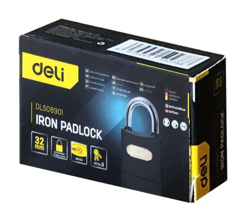 Замок Deli Замок навесной Deli DL508901 стальной, 32мм Замок Deli Замок навесной Deli DL508901 стальной, 32мм