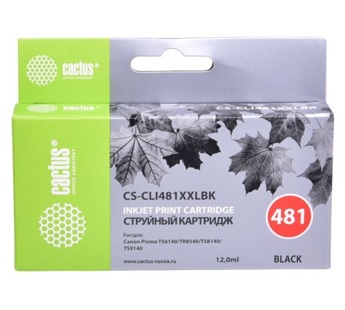 Картридж струйный Cactus CS-CLI481XXLBK черный (12мл) для Canon Pixma TR7540/TR8540/TS6140/TS8140