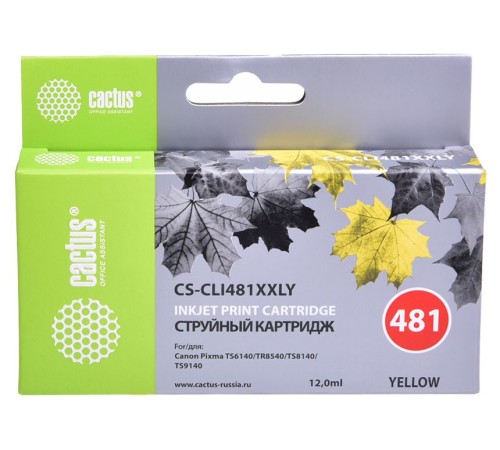 Картридж струйный Cactus CS-CLI481XXLY желтый (12мл) для Canon Pixma TR7540/TR8540/TS6140/TS8140