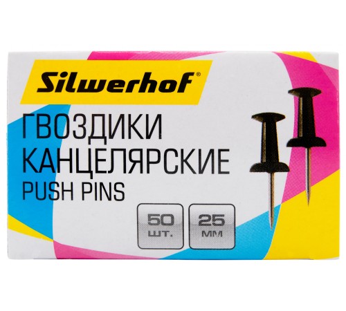 Гвоздики Silwerhof 502019 металл l=25мм черный (упак.:50шт) картонная коробка Гвоздики Silwerhof 502019 металл l=25мм черный (упак.:50шт) картонная коробка