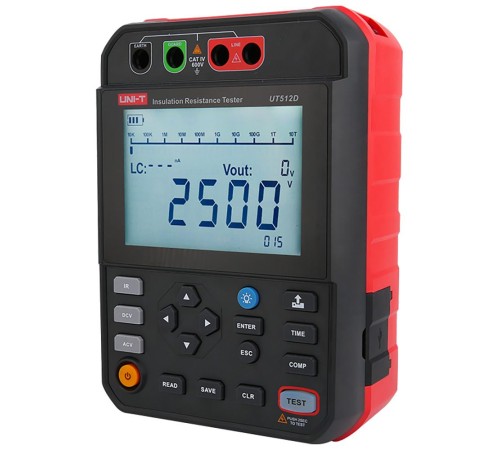 Измеритель сопротивления изоляции UT512D до 2,5 кВ, до 1 ТОм память на 999 измерений, CAT IV 600 В