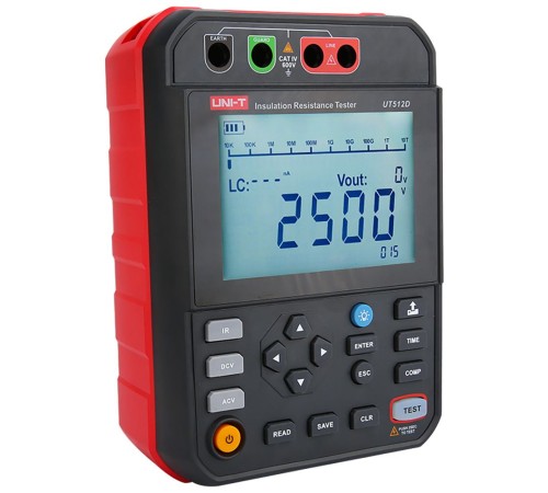 Измеритель сопротивления изоляции UT512D до 2,5 кВ, до 1 ТОм память на 999 измерений, CAT IV 600 В