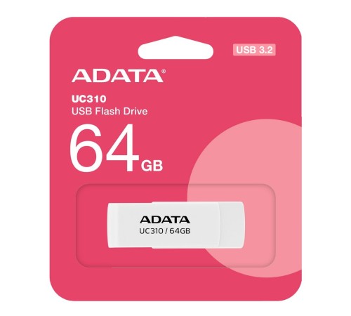 A-DATA Flash Drive 64GB USB WHITE UC310-64G-RWH ADATA A-DATA Flash Drive 64GB USB WHITE UC310-64G-RWH ADATA