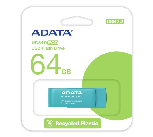 Флэш-накопитель USB3 64GB GREEN UC310E-64G-RGN ADATA Флэш-накопитель USB3 64GB GREEN UC310E-64G-RGN ADATA