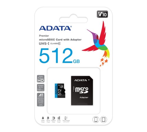 Карта памяти MICRO SDXC 512GB AUSDX512GUICL10A1-RA1 ADATA Карта памяти MICRO SDXC 512GB AUSDX512GUICL10A1-RA1 ADATA