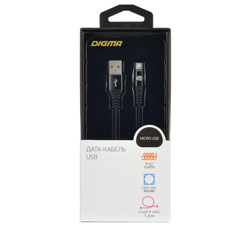 Кабель Digma MICROUSB-1.2M-BRAIDED-BLK USB (m)-micro USB (m) 1.2м черный Кабель Digma MICROUSB-1.2M-BRAIDED-BLK USB (m)-micro USB (m) 1.2м черный