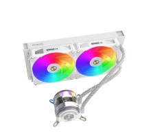 i240-W, Pump dimensions: L70*W70*H52.4 mm
Pump speed: 3200RPM±10%
Pump bearing: ceramic bearing Water bloack dimensions: 275*120*27mm
Interlocking fan dimensions: 120*120*25mm
Voltage: DC 12V
Current: 0.2A±10%
Fan speed: 800-1800RPM±10%
Airflow: 31.18-80