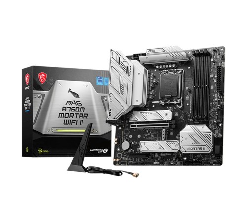 Материнская плата MSI MAG B760M MORTAR WIFI II Soc-1700 Intel B760 4xDDR5 mATX AC`97 8ch(7.1) 2.5Gg+HDMI+DP