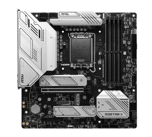 MAG B760M MORTAR II mATX LGA1700 4DDR5 PCI-Ex16 PCI-Ex4 3M.2 4SATA3 USB3.2 Gen2x Wi-Fi 6E 2,5G Ethernet