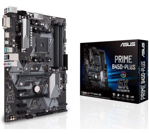 Материнская плата Asus PRIME B450-PLUS Soc-AM4 AMD B450 4xDDR4 ATX AC`97 8ch(7.1) GbLAN RAID+DVI+HDMI