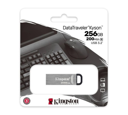 Флеш Диск Kingston 256Gb DataTraveler Kyson DTKN/256GB USB3.1 серебристый/черный
