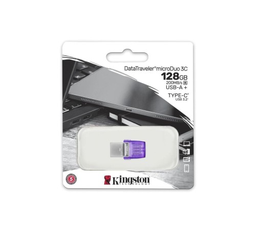 Флеш Диск Kingston 128Gb DataTraveler microDuo 3C DTDUO3CG3/128GB USB3.0 фиолетовый