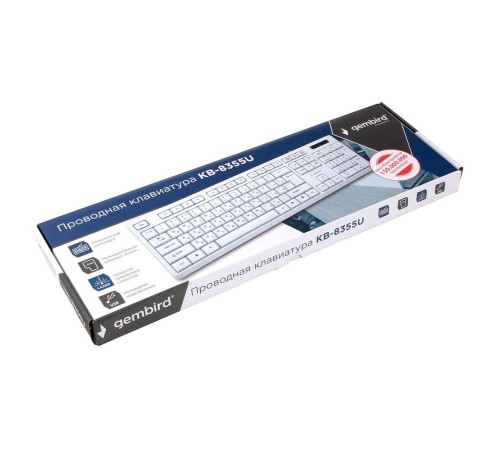 Клавиатура Gembird KB-8355U,{USB,белый, 104 клавиши, кабель 1,5м} Клавиатура Gembird KB-8355U,{USB,белый, 104 клавиши, кабель 1,5м}
